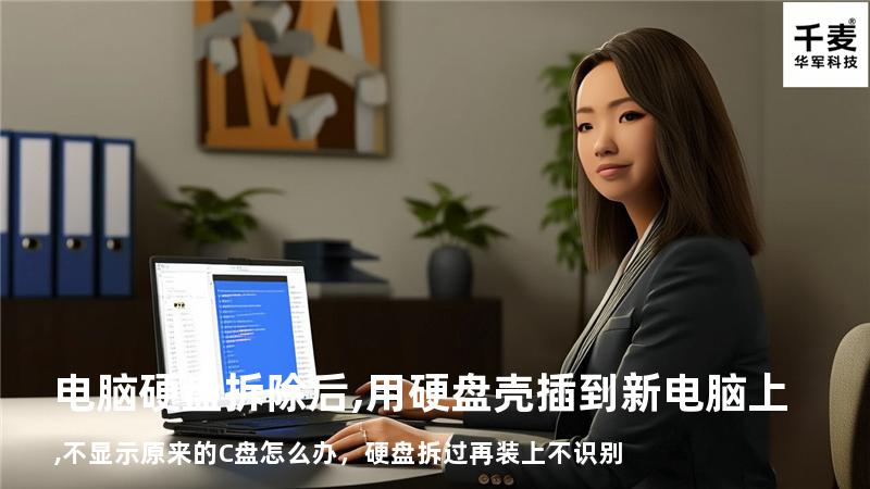 电脑硬盘拆除后,用硬盘壳插到新电脑上,不显示原来的C盘怎么办，硬盘拆过再装上不识别