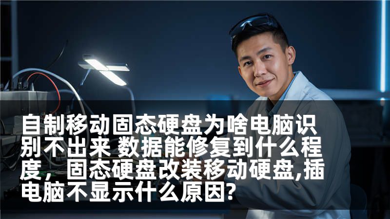 自制移动固态硬盘为啥电脑识别不出来 数据能修复到什么程度，固态硬盘改装移动硬盘,插电脑不显示什么原因?