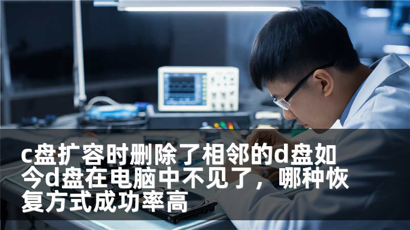 c盘扩容时删除了相邻的d盘如今d盘在电脑中不见了，哪种恢复方式成功率高