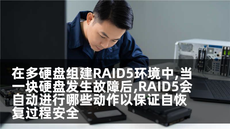 在多硬盘组建RAID5环境中,当一块硬盘发生故障后,RAID5会自动进行哪些动作以保证自恢复过程安全