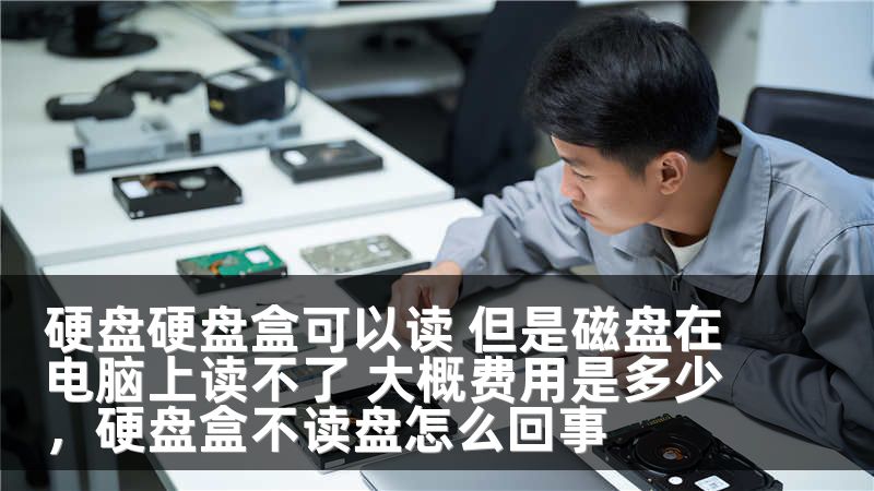 硬盘硬盘盒可以读 但是磁盘在电脑上读不了 大概费用是多少，硬盘盒不读盘怎么回事