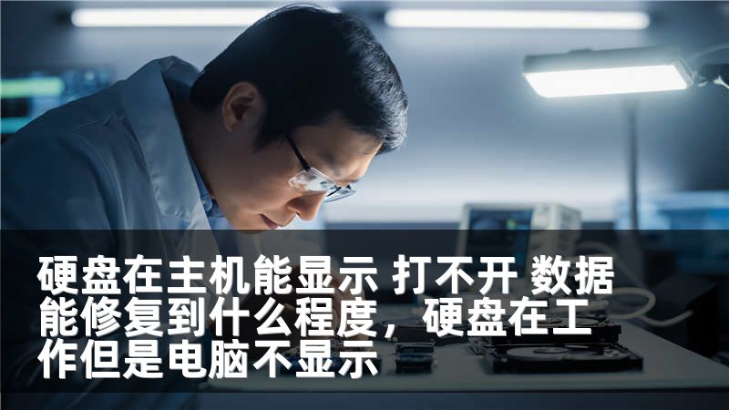 硬盘在主机能显示 打不开 数据能修复到什么程度，硬盘在工作但是电脑不显示