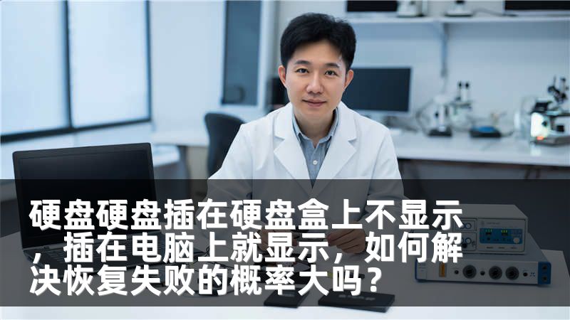 硬盘硬盘插在硬盘盒上不显示，插在电脑上就显示，如何解决恢复失败的概率大吗？