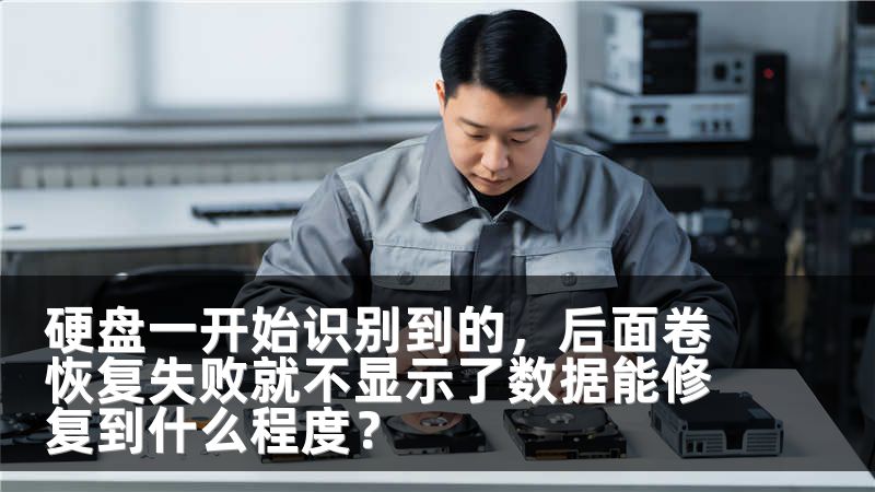 硬盘一开始识别到的，后面卷恢复失败就不显示了数据能修复到什么程度？