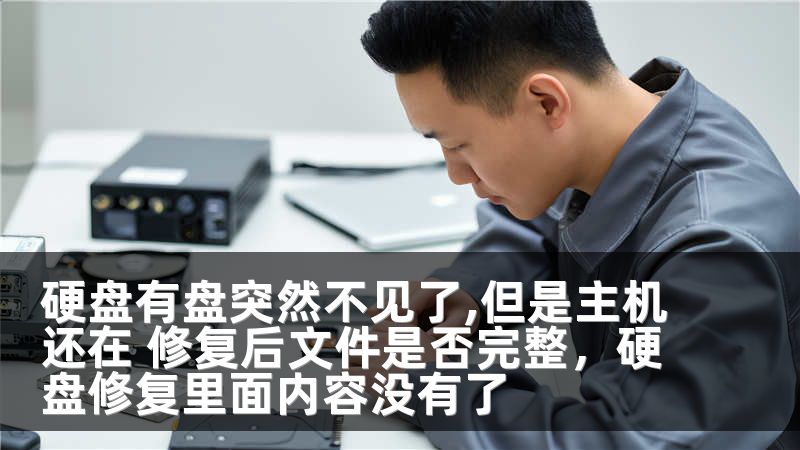 硬盘有盘突然不见了,但是主机还在 修复后文件是否完整，硬盘修复里面内容没有了