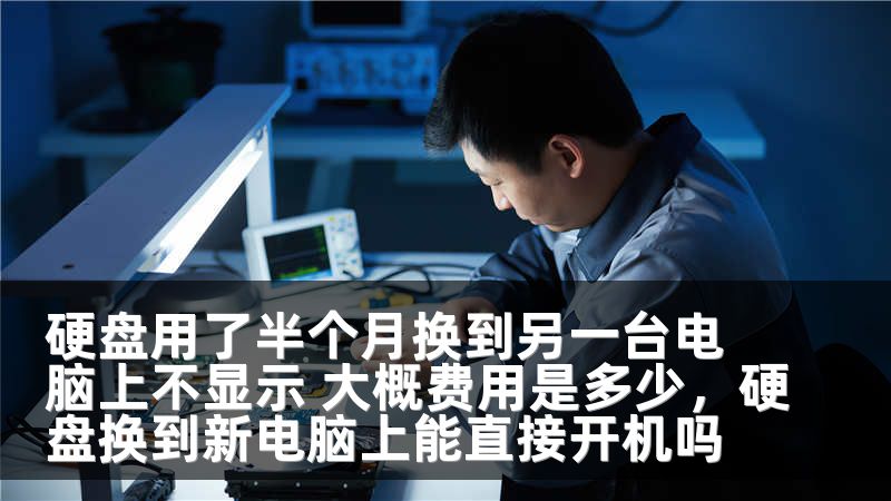 硬盘用了半个月换到另一台电脑上不显示 大概费用是多少，硬盘换到新电脑上能直接开机吗