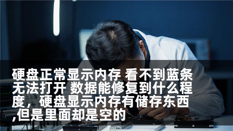 硬盘正常显示内存 看不到蓝条无法打开 数据能修复到什么程度,硬盘显示内存有储存东西,但是里面却是空的