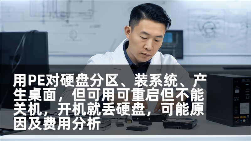 用PE对硬盘分区、装系统、产生桌面,但可用可重启但不能关机,开机就丢硬盘,可能原因及费用分析