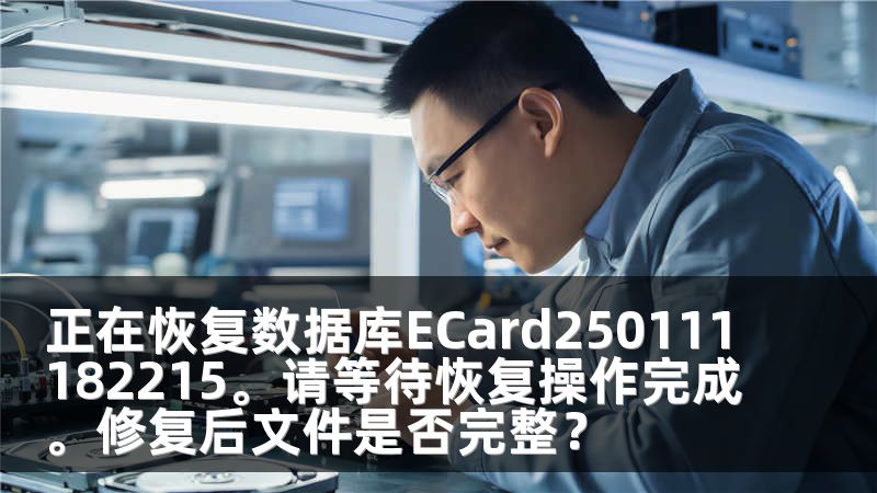 正在恢复数据库ECard250111182215。请等待恢复操作完成。修复后文件是否完整？