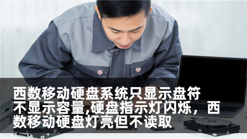 西数移动硬盘系统只显示盘符不显示容量,硬盘指示灯闪烁，西数移动硬盘灯亮但不读取