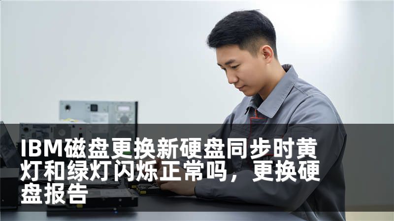 IBM磁盘更换新硬盘同步时黄灯和绿灯闪烁正常吗，更换硬盘报告