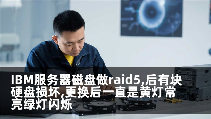 IBM服务器磁盘做raid5,后有块硬盘损坏,更换后一直是黄灯常亮绿灯闪烁