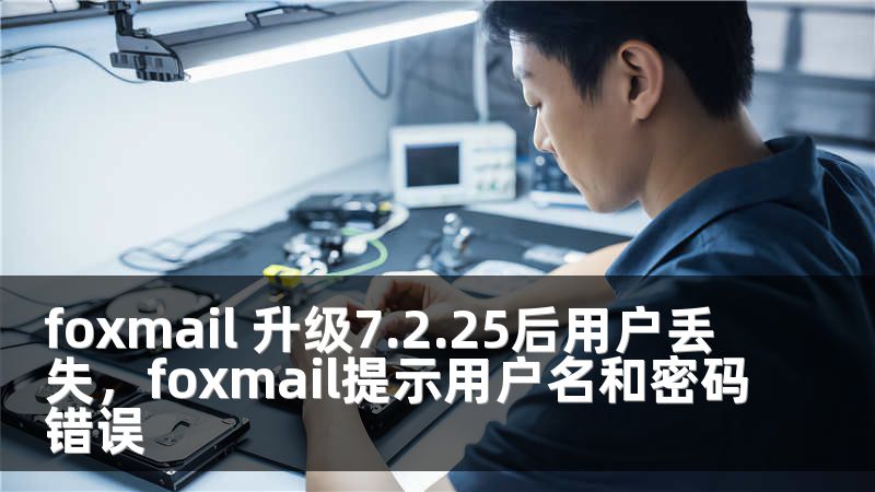 foxmail 升级7.2.25后用户丢失，foxmail提示用户名和密码错误