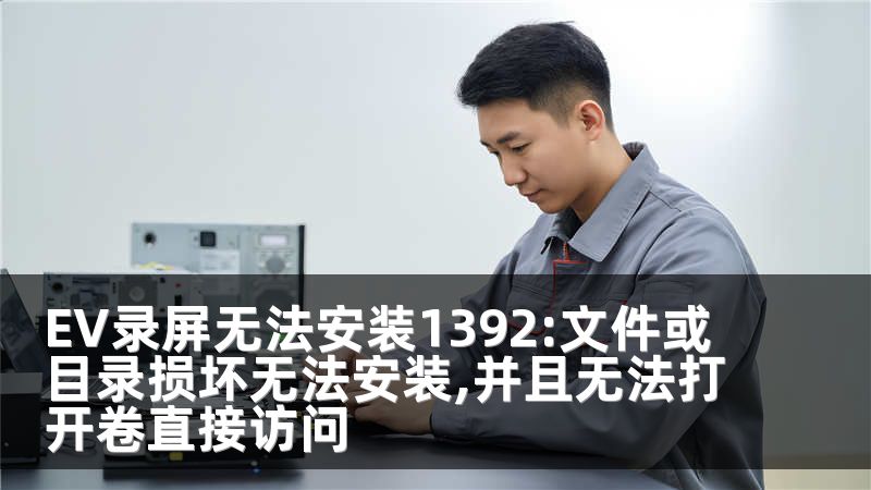 EV录屏无法安装1392:文件或目录损坏无法安装,并且无法打开卷直接访问