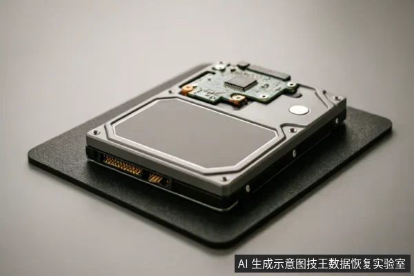 一台3.5英寸机械硬盘放置在黑色防静电垫上,背部电路板与SATA接口清晰可见,无连接线缆,处于静止待检状态。