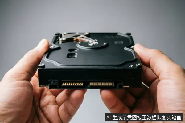 一双人手平稳托举着一块已拆开顶盖的机械硬盘,清晰展示出内部的磁盘盘片、读写磁头臂及底部的SATA数据与电源接口。画面聚焦于硬盘内部精密结构,无任何文字标识。