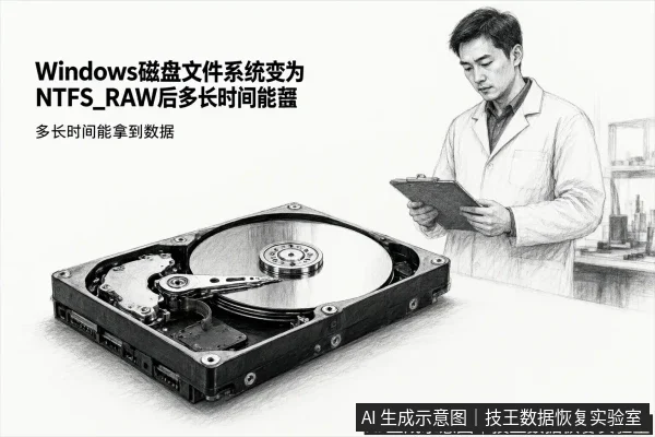 文章内容场景示意图:Windows磁盘文件系统变为NTFS_RAW后多长时间能拿到数据