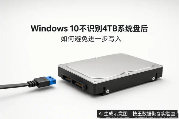 文章内容场景示意图:Windows 10不识别4TB系统盘后如何避免进一步写入