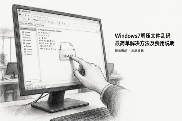 文章内容场景示意图:Windows7解压文件乱码最简单解决方法及费用说明