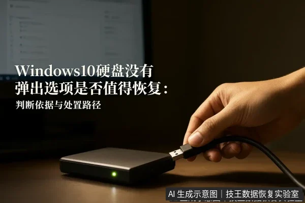 正文场景:文章内容场景示意图:Windows10硬盘没有弹出选项是否值得恢复:判断依据与处置路径