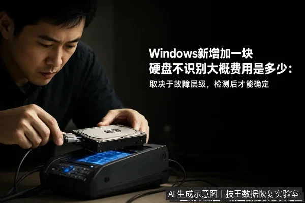 正文场景：文章内容场景示意图：Windows新增加一块硬盘不识别大概费用是多少：取决于故障层级，检测后才能确定