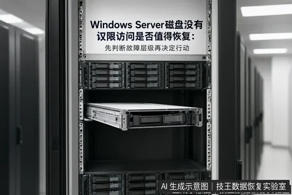 正文场景：文章内容场景示意图：Windows Server磁盘没有权限访问是否值得恢复：先判断故障层级再决定行动