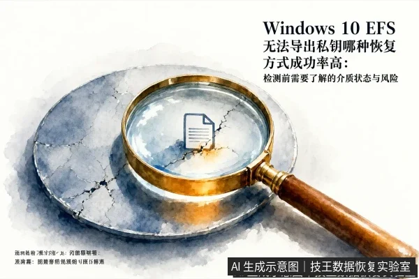 正文场景:文章内容场景示意图:Windows 10 EFS无法导出私钥哪种恢复方式成功率高:检测前需要了解的介质状态与风险