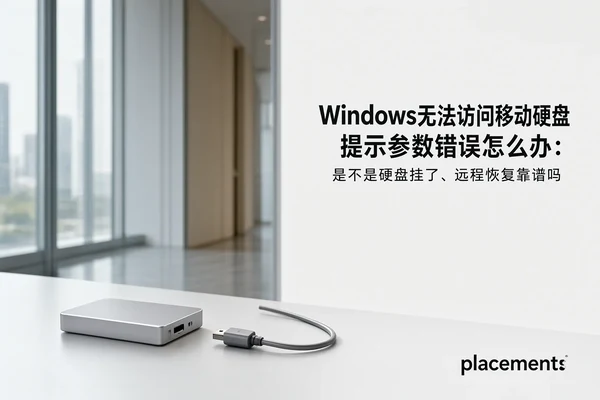 文章内容场景示意图:Windows无法访问移动硬盘提示参数错误怎么办:是不是硬盘挂了、远程恢复靠谱吗