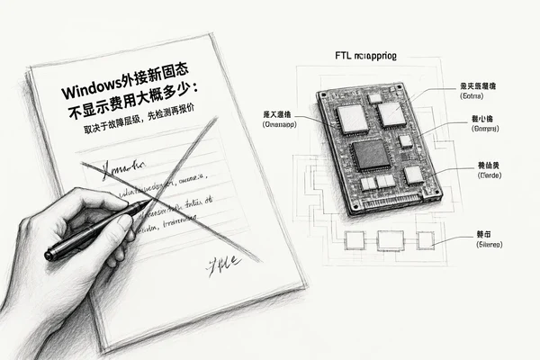 文章内容场景示意图:Windows外接新固态不显示费用大概多少:取决于故障层级,先检测再报价:正文场景
