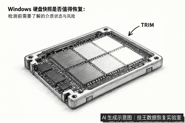 正文场景:文章内容场景示意图:Windows 硬盘快照是否值得恢复:检测前需要了解的介质状态与风险