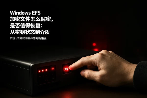 文章内容场景示意图:Windows EFS加密文件怎么解密,是否值得恢复:从密钥状态到介质条件的判断路径:正文场景