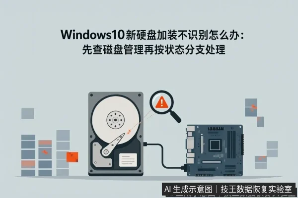 正文场景:文章内容场景示意图:Windows10新硬盘加装不识别怎么办:先查磁盘管理再按状态分支处理