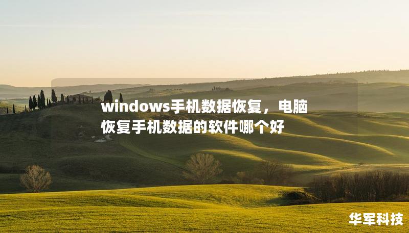 windows手机数据恢复，电脑恢复手机数据的软件哪个好