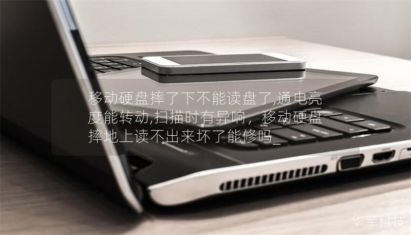 移动硬盘摔了下不能读盘了,通电亮度能转动,扫描时有异响，移动硬盘摔地上读不出来坏了能修吗_