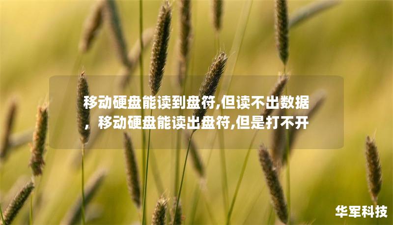 移动硬盘能读到盘符,但读不出数据，移动硬盘能读出盘符,但是打不开