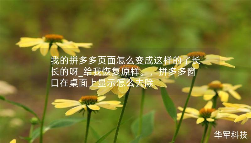 我的拼多多页面怎么变成这样的了长长的呀_给我恢复原样。，拼多多窗口在桌面上显示怎么去除