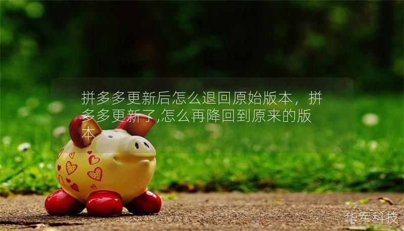 拼多多更新后怎么退回原始版本，拼多多更新了,怎么再降回到原来的版本